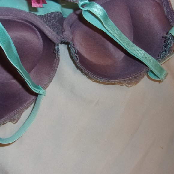 NEW size 32 B 32B womens padded bra push up gray blue thirty two - Picture 3 of 6